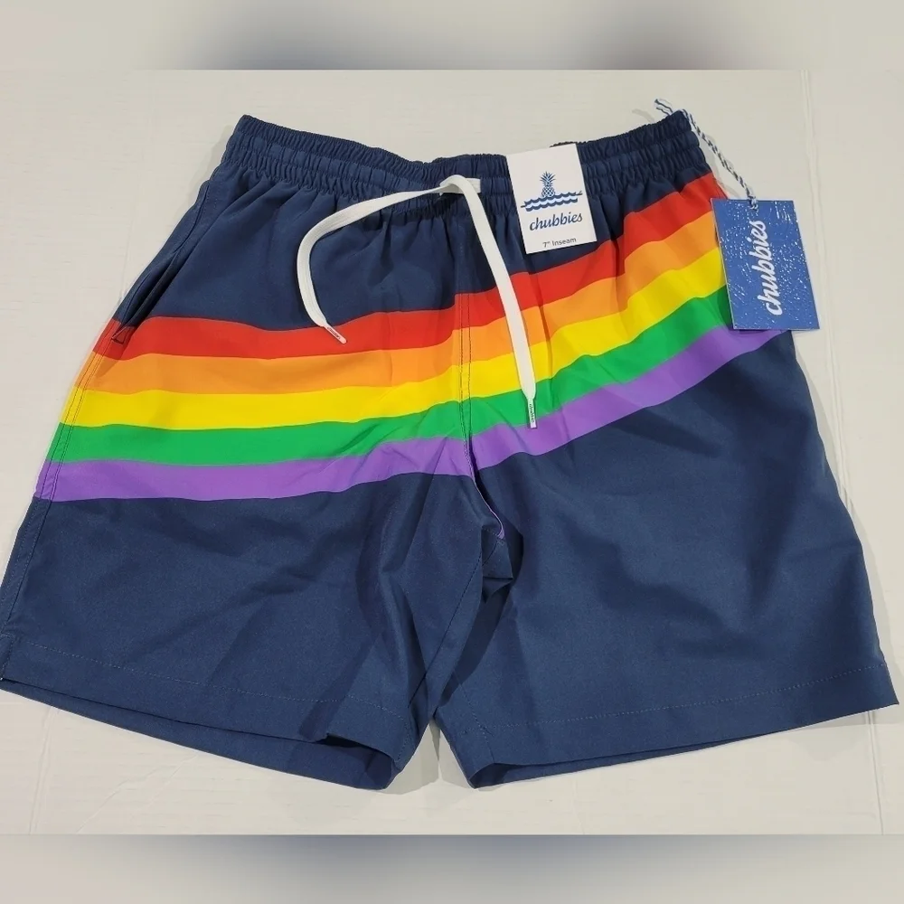 Chubbies  Harvey's Swim Trunks with liner 7 inch inseam, NWT Pride
